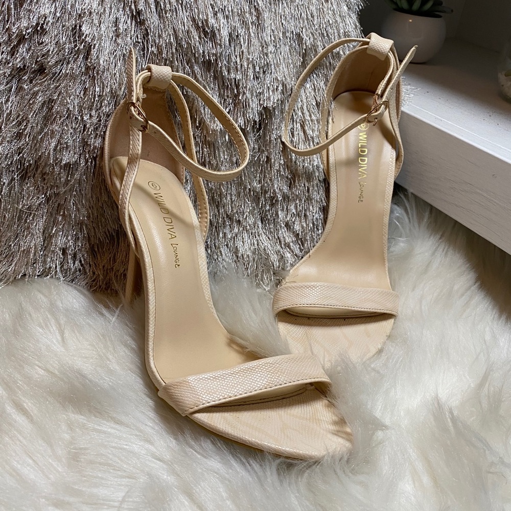 Faux Snakeskin Nude Beige 4-in Heels